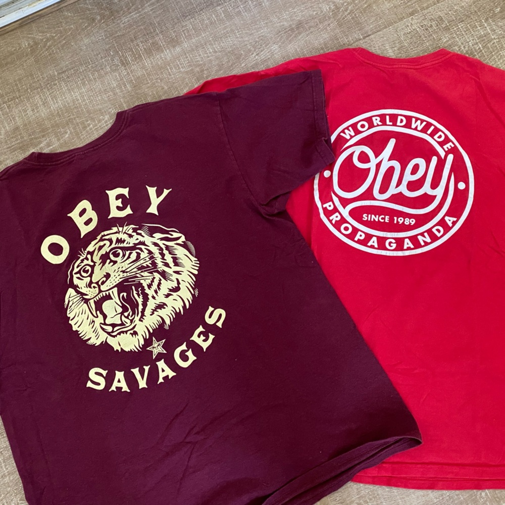Obey Red and Maroon T-Shirts - Picture 2 of 8